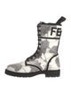 Fendi Zucca FF Logo Canvas Combat Boots