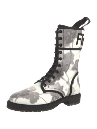 Fendi Zucca FF Logo Canvas Combat Boots