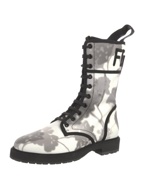 Fendi Zucca FF Logo Canvas Combat Boots