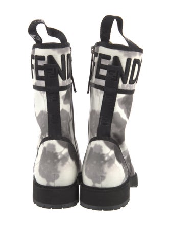 Fendi Zucca FF Logo Canvas Combat Boots
