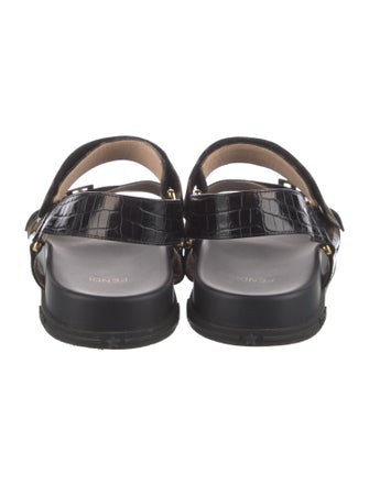Fendi Zucca FF Logo Canvas T-Strap Sandals