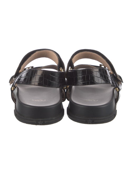 Fendi Zucca FF Logo Canvas T-Strap Sandals