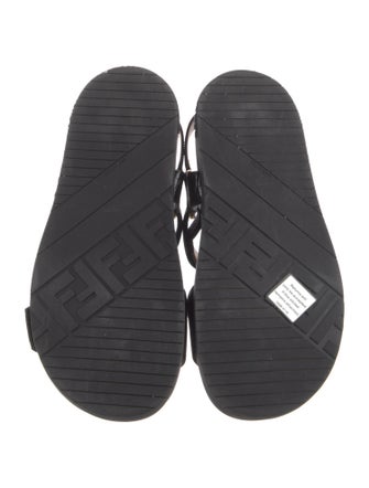Fendi Zucca FF Logo Canvas T-Strap Sandals