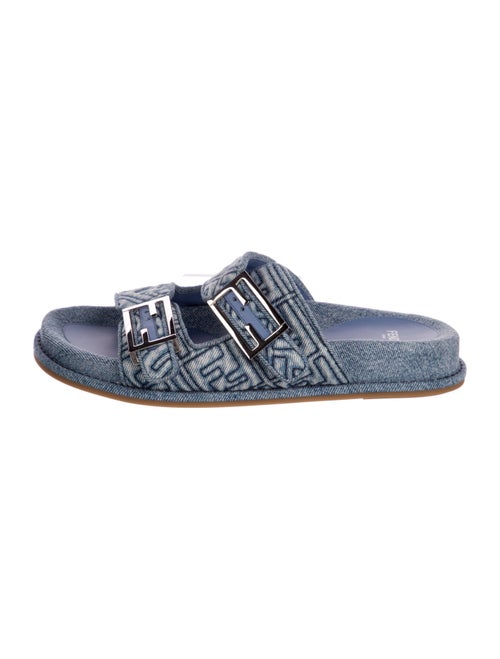 Fendi Zucca FF Logo Denim Slides