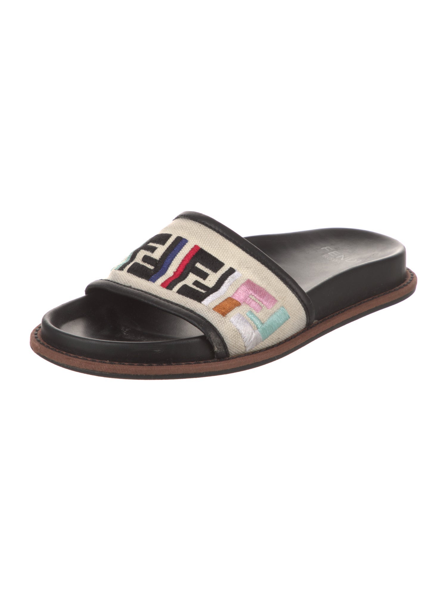 Fendi Zucca FF Logo Canvas Slides