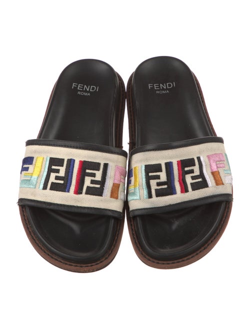 Fendi Zucca FF Logo Canvas Slides