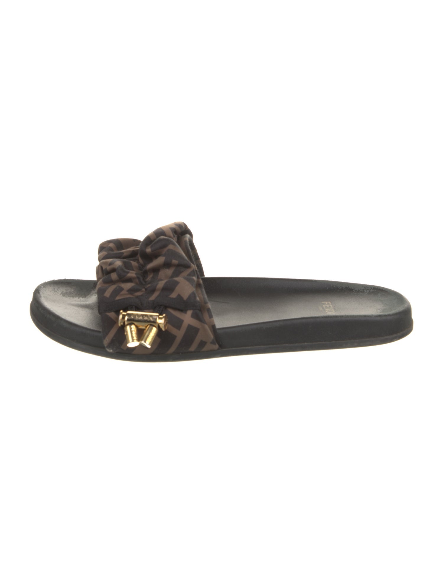 Fendi Zucca FF Logo Satin Slides