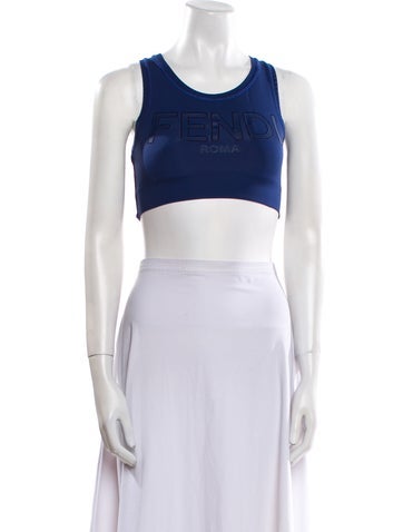 Fendi Tops Nylon Graphic Print Crop Top S