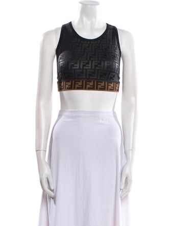 Fendi Nylon Graphic Print Crop Top