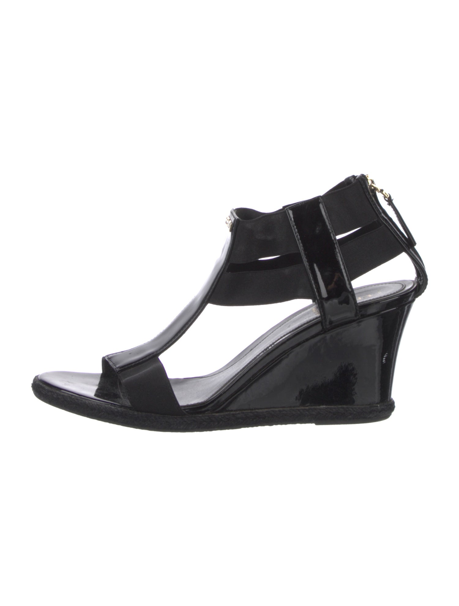 Fendi Patent Leather T-Strap Sandals