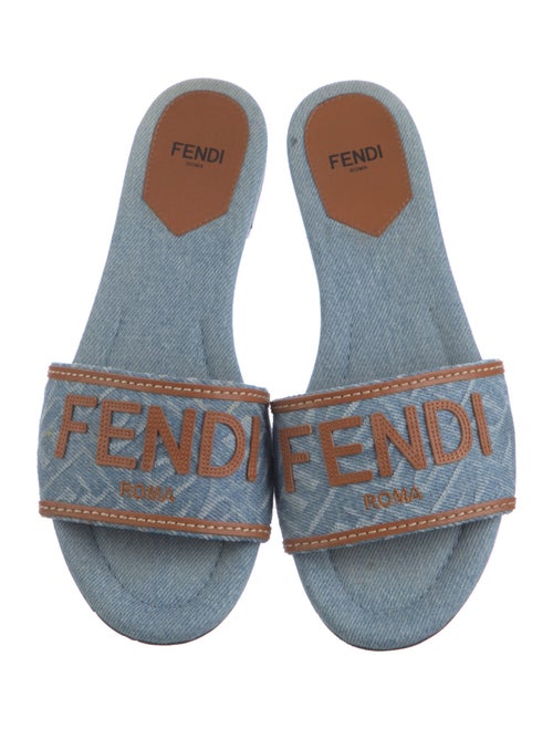 Fendi Denim Printed Slides