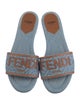 Fendi Denim Printed Slides