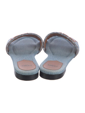 Fendi Denim Printed Slides