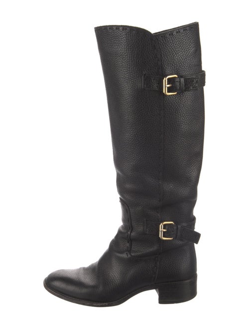Fendi Leather Whipstitch Trim Riding Boots