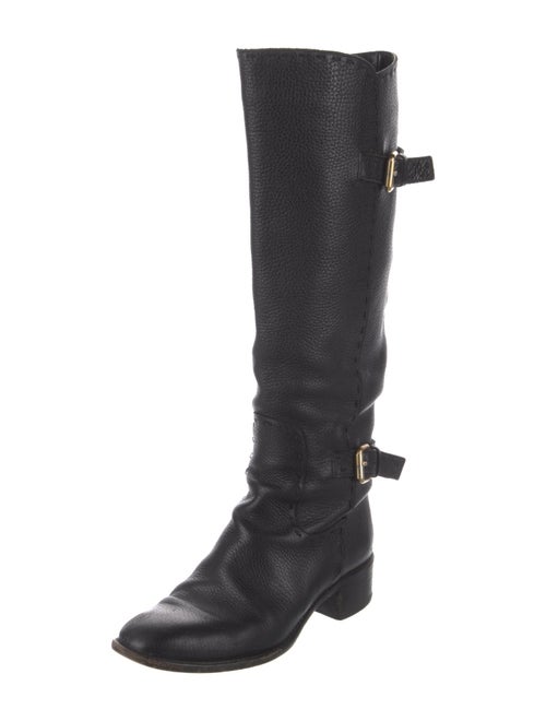 Fendi Leather Whipstitch Trim Riding Boots