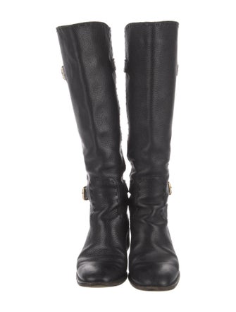Fendi Leather Whipstitch Trim Riding Boots