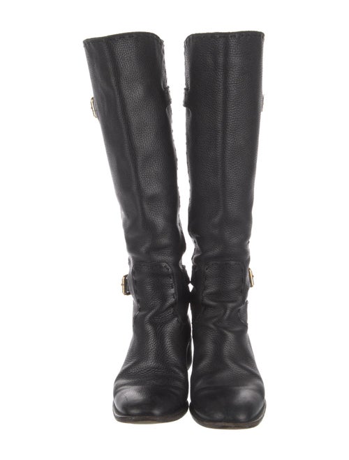 Fendi Leather Whipstitch Trim Riding Boots