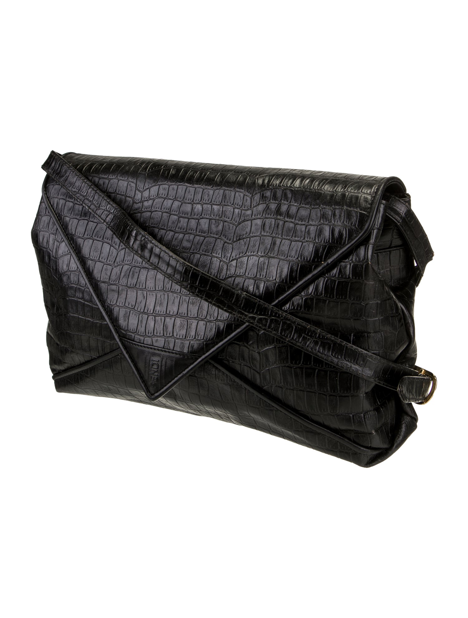 Fendi Embossed Leather Crossbody Bag Vintage