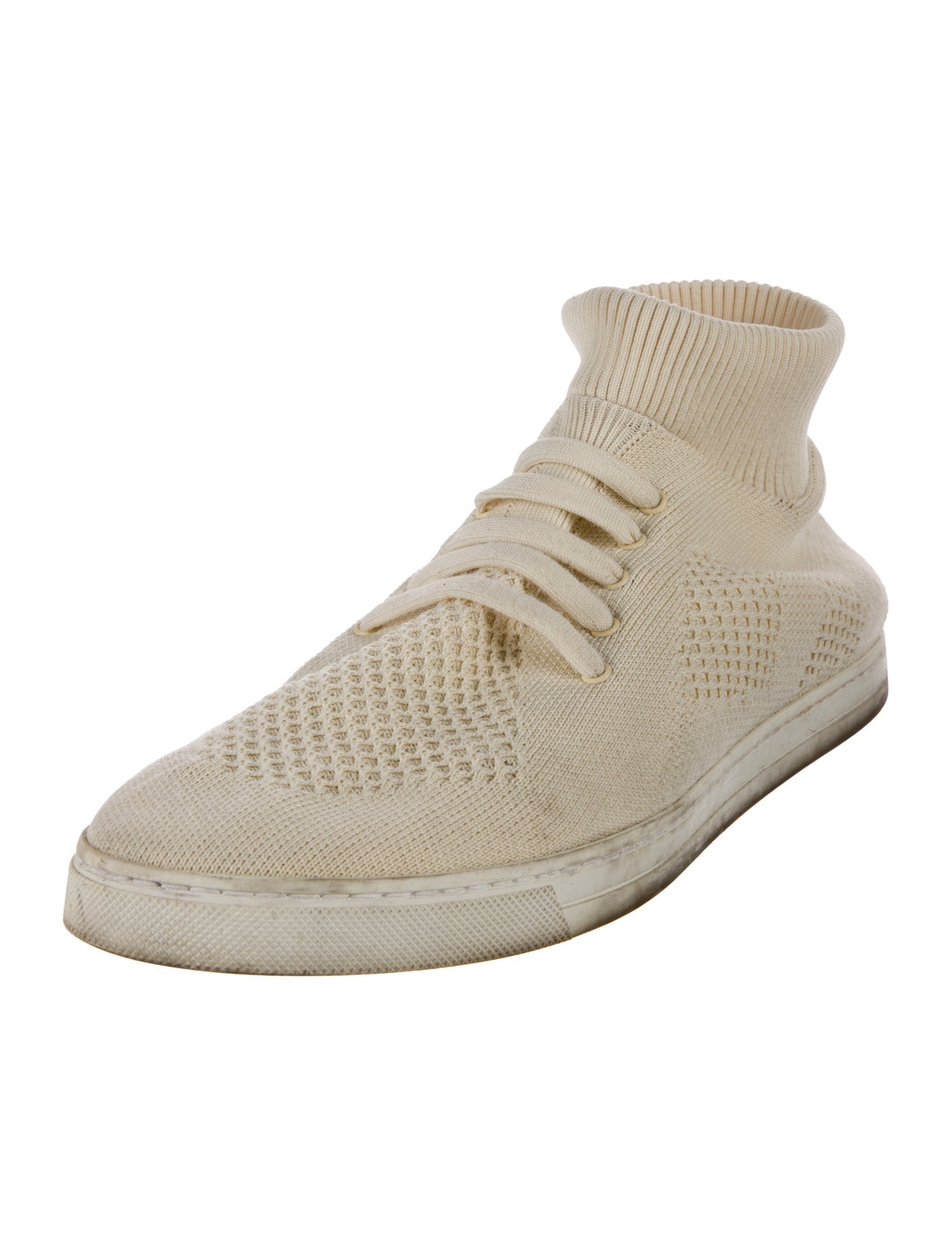 Fendi Leather Trim Embellishment Sock Sneakers