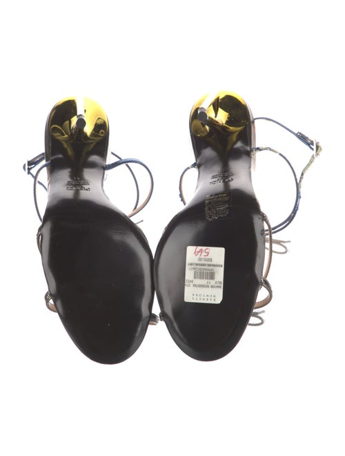 Fendi Leather Bow Accents T-Strap Sandals