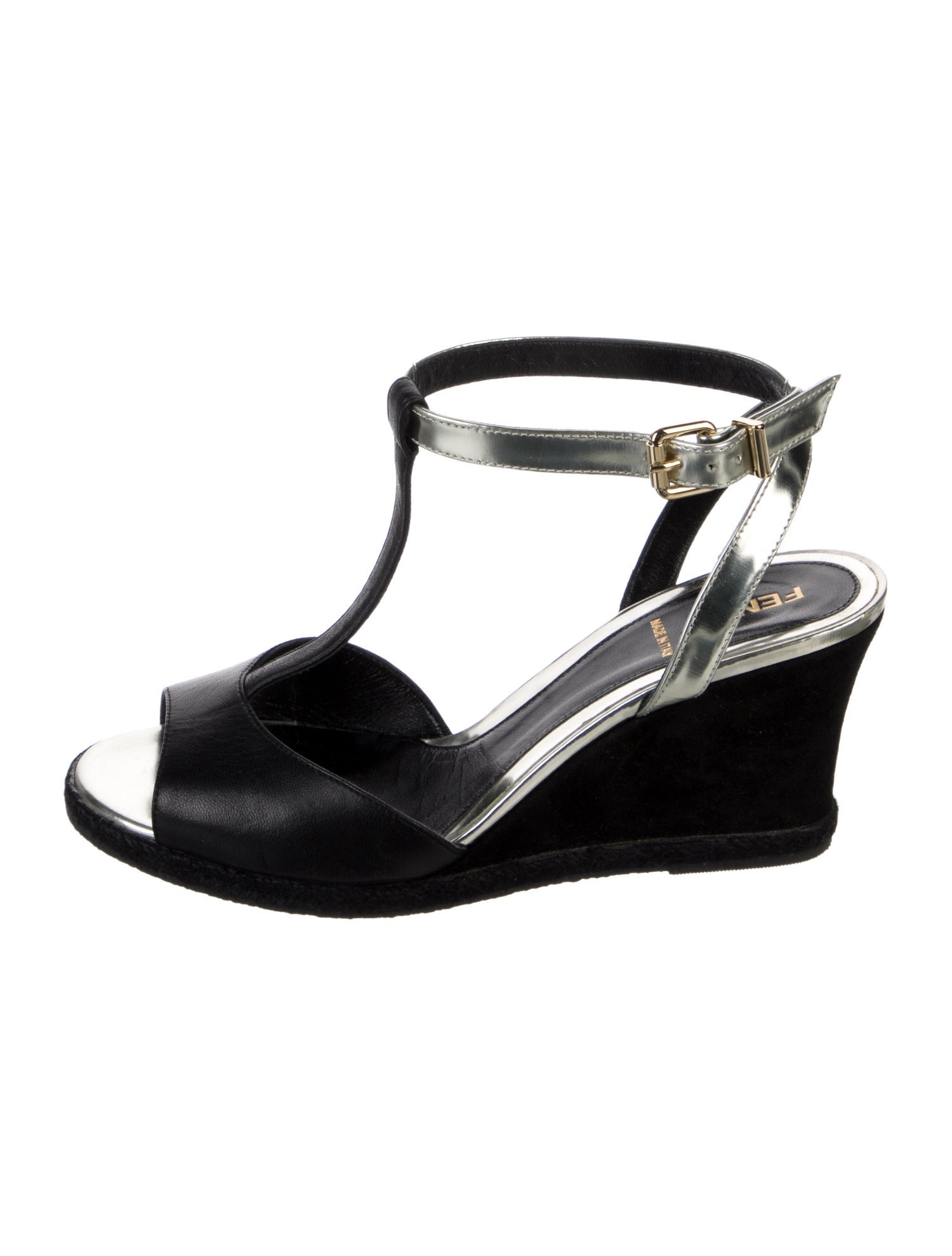 Fendi Leather T-Strap Sandals
