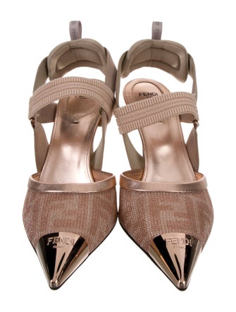 Fendi Zucca FF Logo Mesh Slingback Pumps