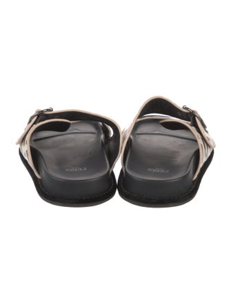 Fendi Zucca FF Logo Leather Slides