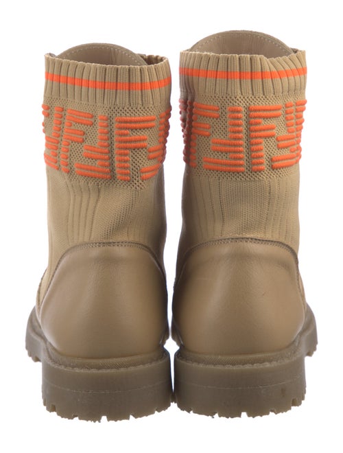 Fendi Zucca FF Logo Leather Combat Boots