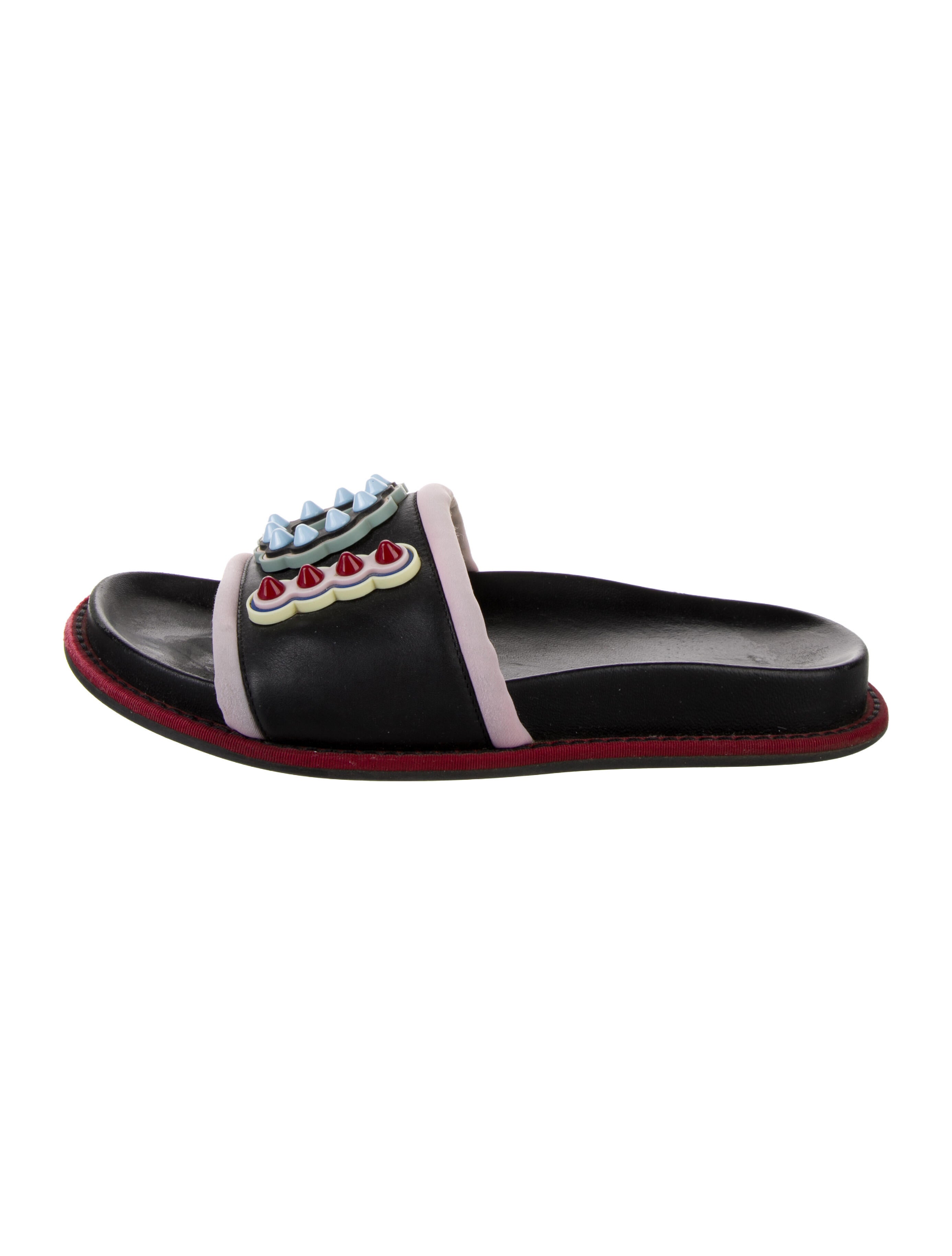Fendi Leather Striped Mules