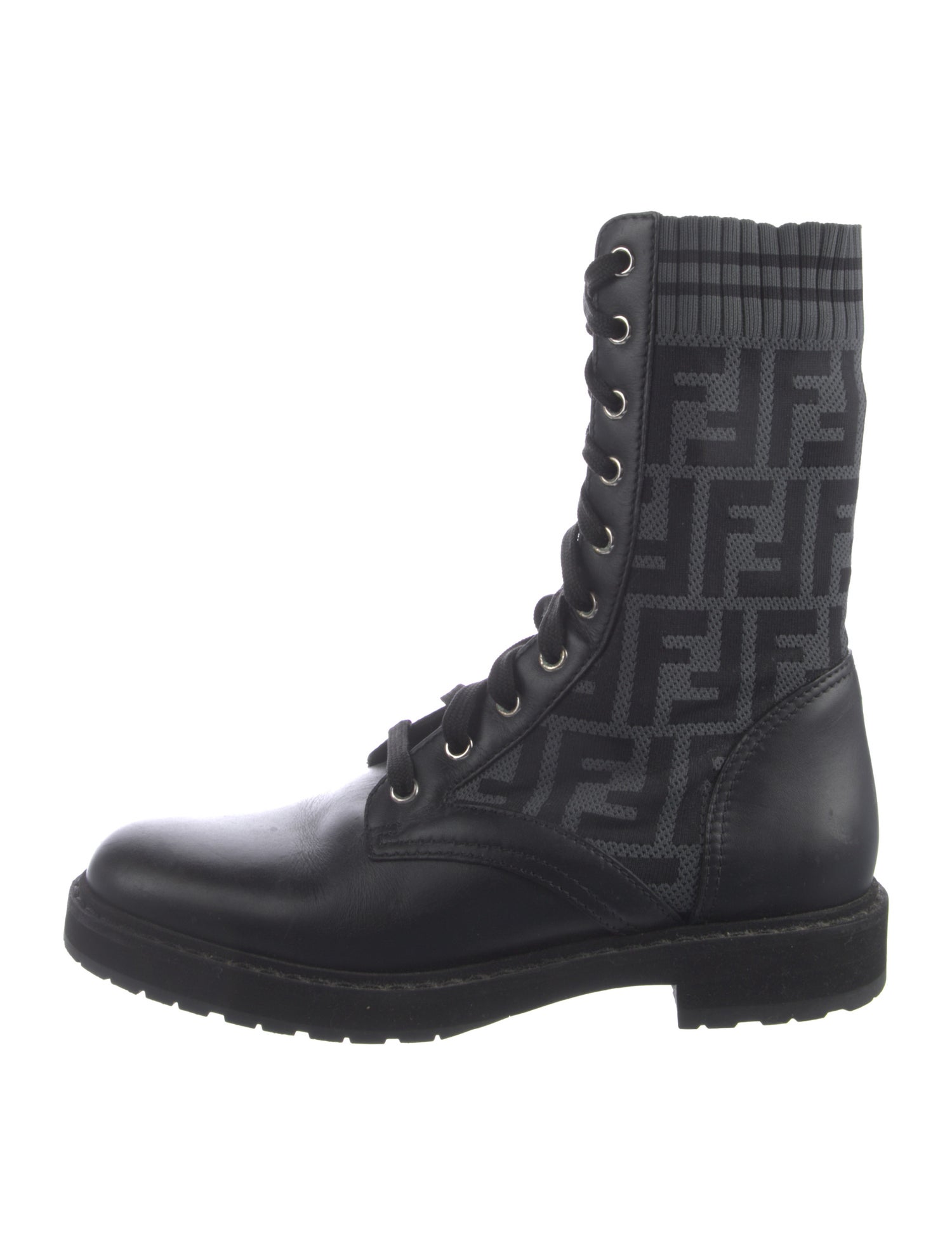 Fendi Zucca FF Logo Printed Combat Boots