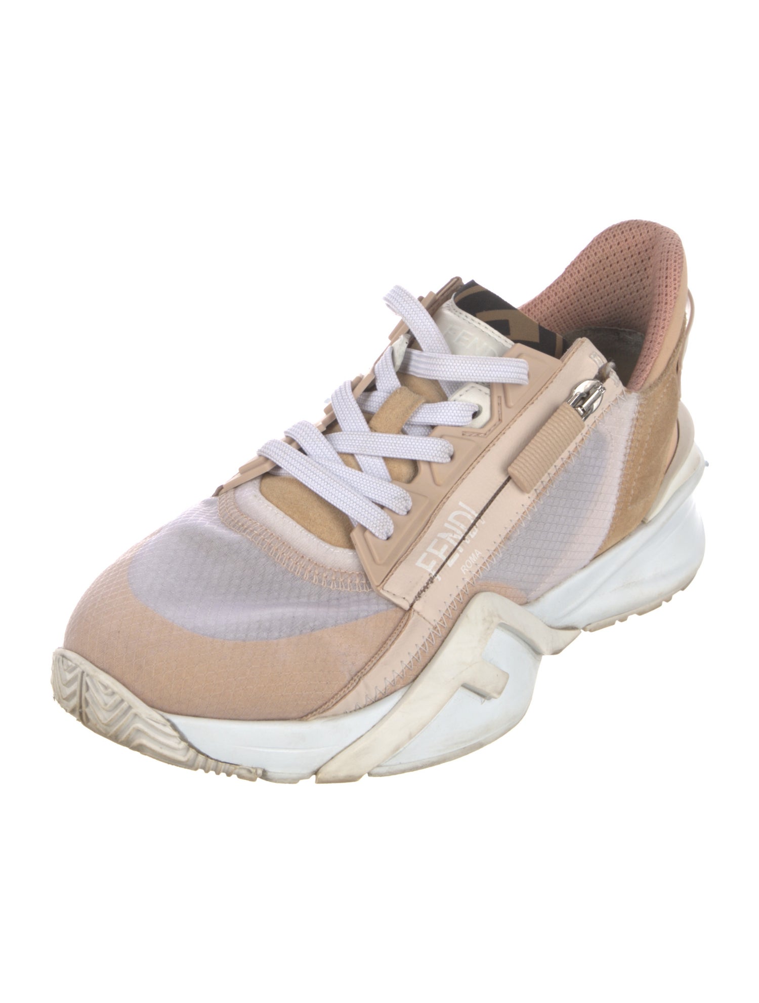 Fendi Leather Colorblock Pattern Sneakers