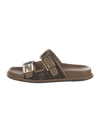 Fendi Zucca FF Logo Canvas Slides