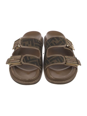 Fendi Zucca FF Logo Canvas Slides