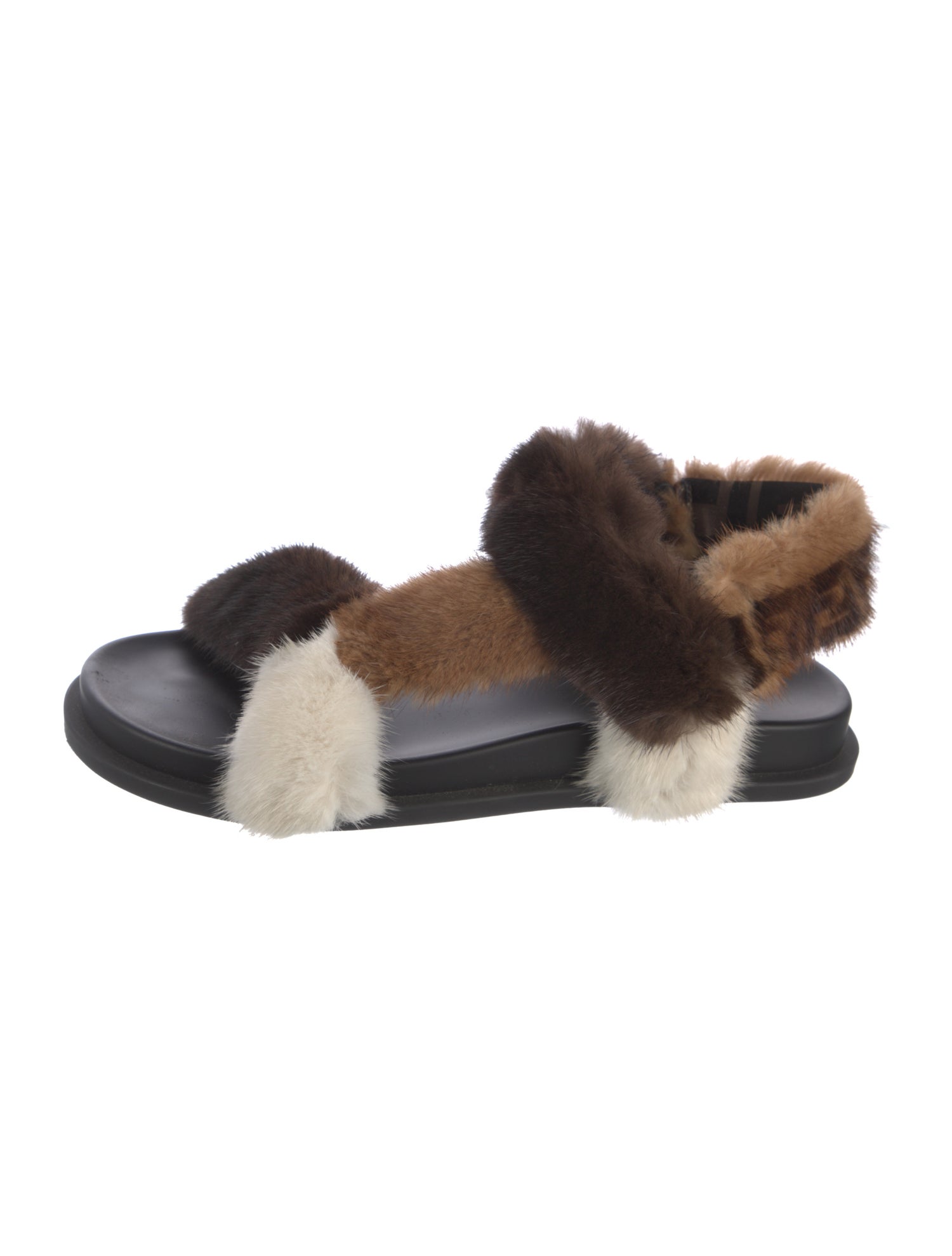 Fendi Zucca FF Logo Mink Slingback Sandals