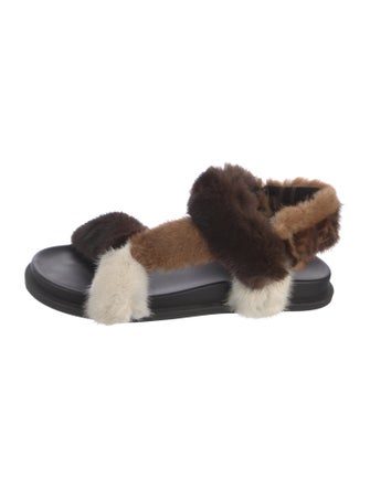 Fendi Zucca FF Logo Mink Slingback Sandals