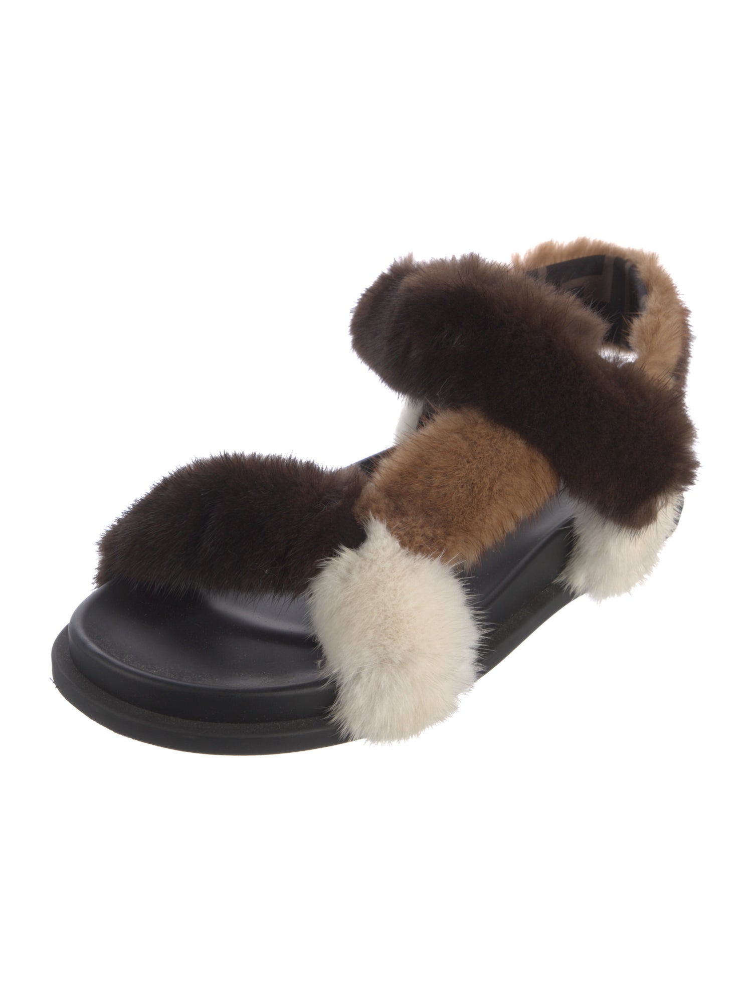 Fendi Zucca FF Logo Mink Slingback Sandals