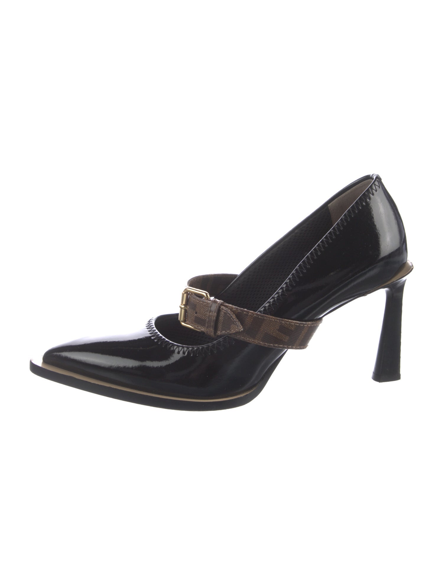 Fendi Zucca FF Logo Patent Leather Pumps