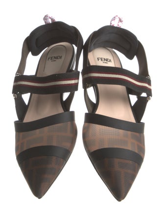 Fendi Zucca FF Logo Mesh Slingback Flats