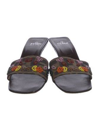 Fendi Zucca FF Logo Printed Slides