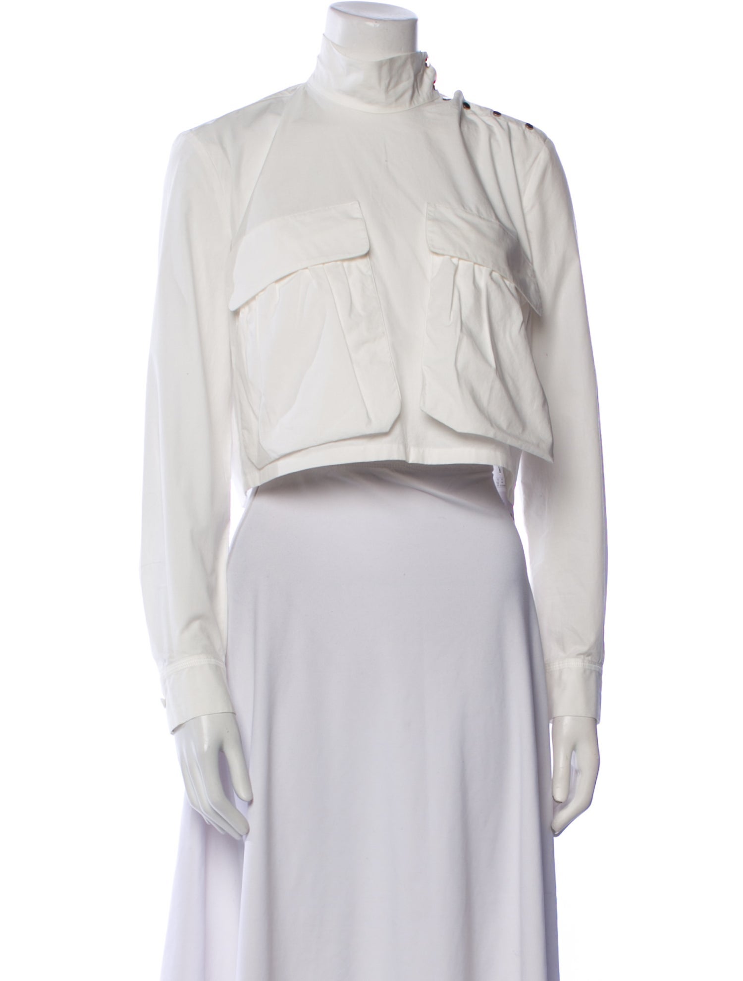 Fendi Mock Neck Long Sleeve Crop Top