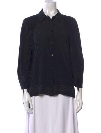 Fendi Silk Three-Quarter Sleeve Button-Up Top