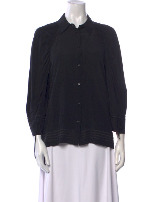 Fendi Silk Three-Quarter Sleeve Button-Up Top