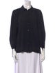 Fendi Silk Three-Quarter Sleeve Button-Up Top