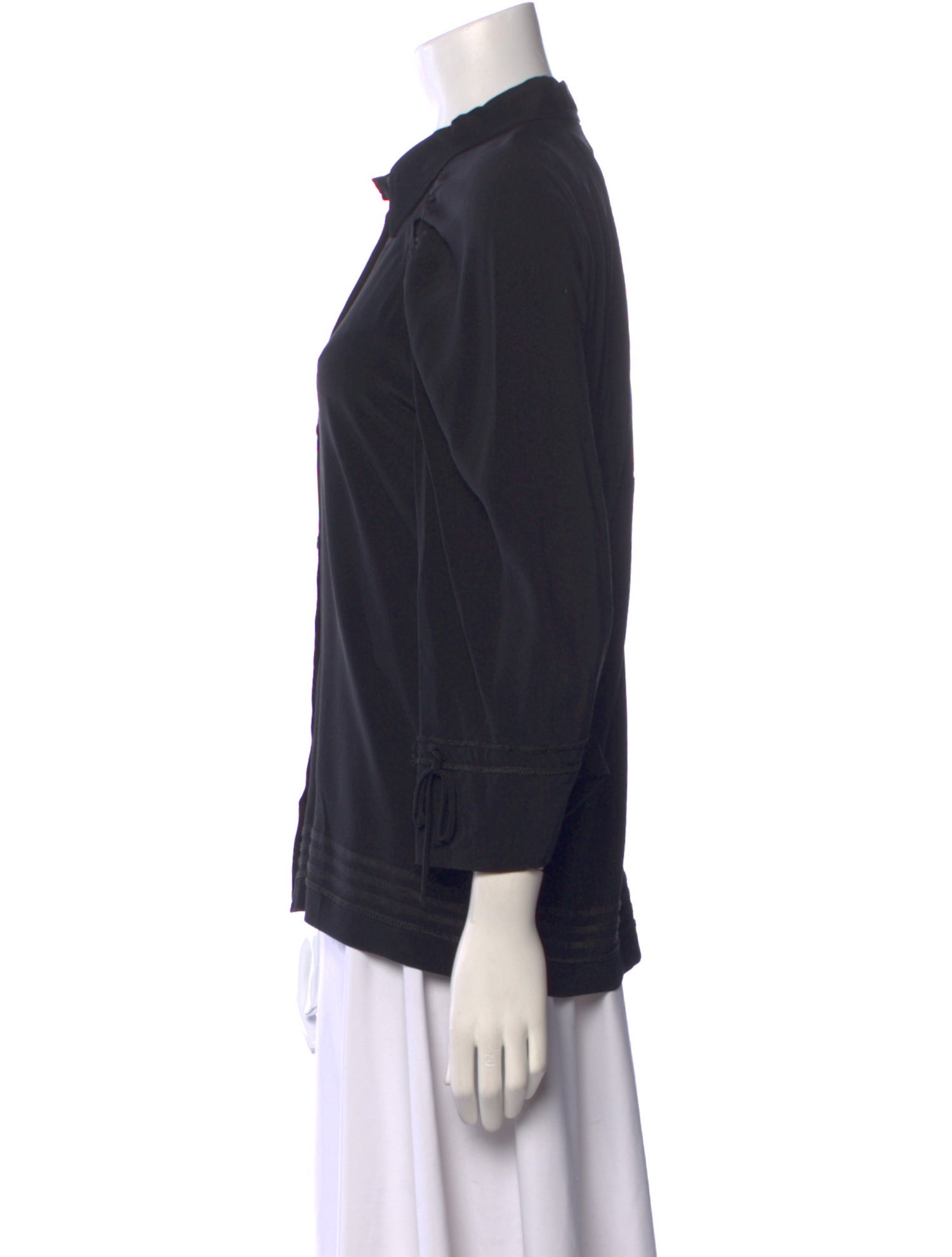 Fendi Silk Three-Quarter Sleeve Button-Up Top