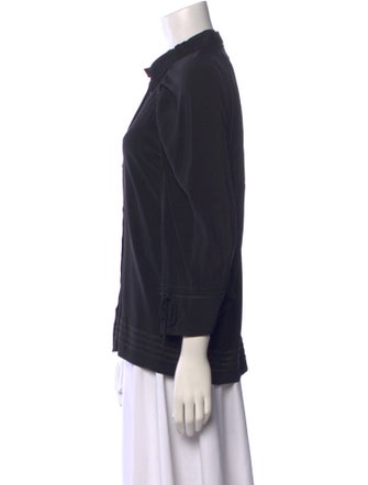 Fendi Silk Three-Quarter Sleeve Button-Up Top