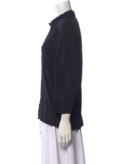 Fendi Silk Three-Quarter Sleeve Button-Up Top