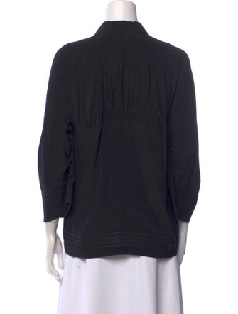 Fendi Silk Three-Quarter Sleeve Button-Up Top