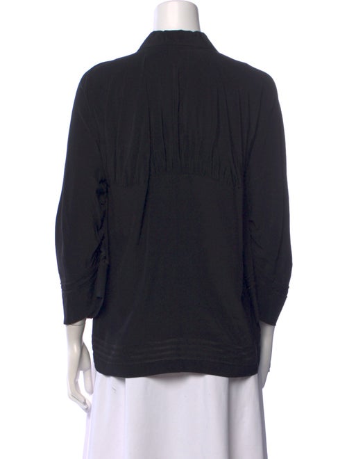 Fendi Silk Three-Quarter Sleeve Button-Up Top