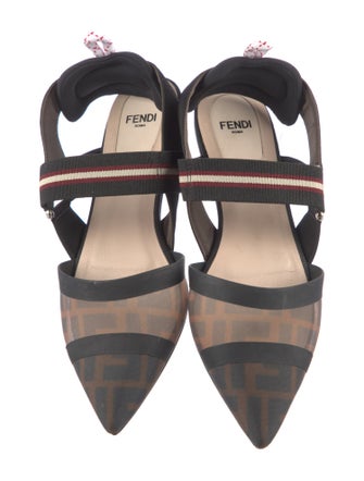 Fendi Zucca FF Logo Mesh Slingback Flats