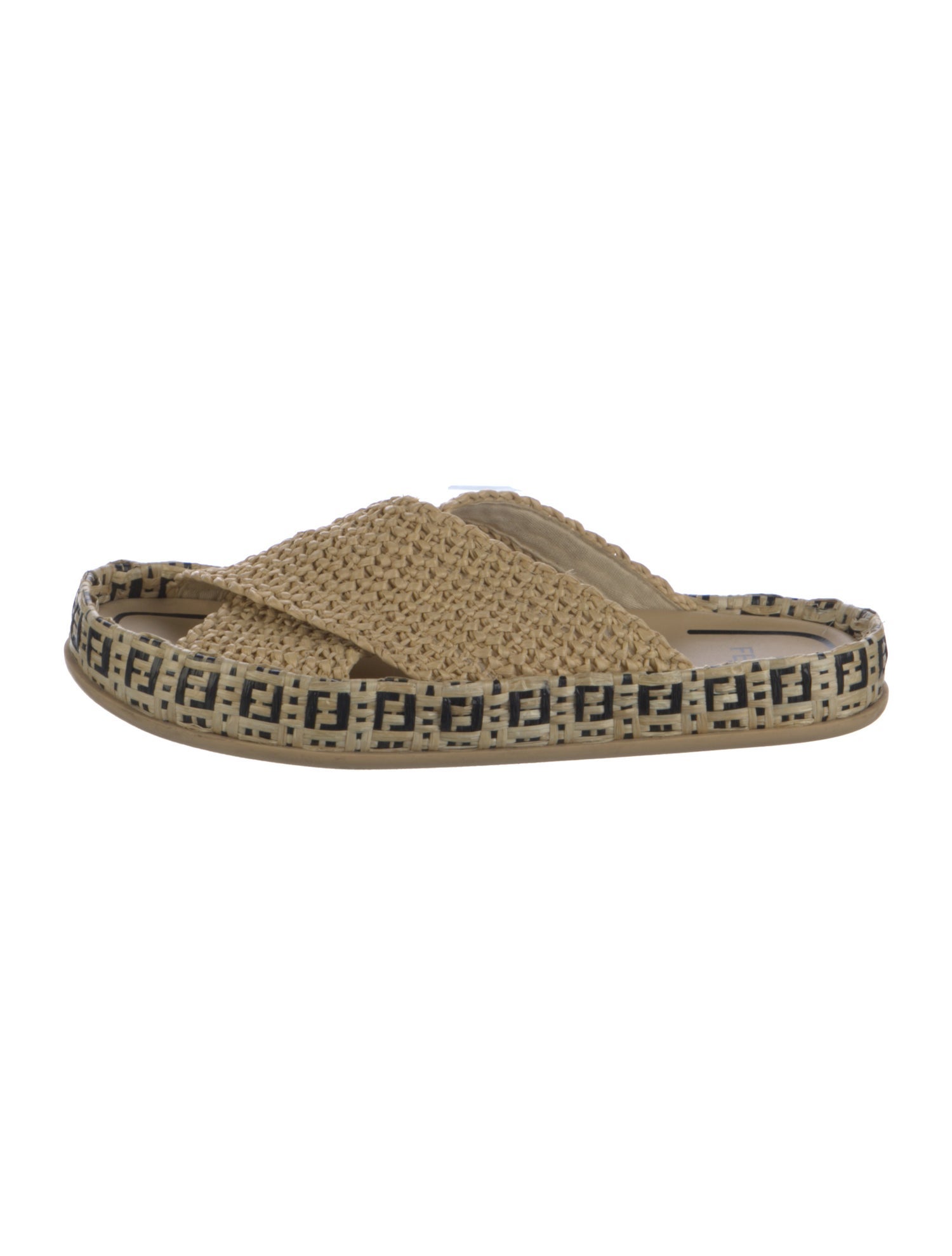 Fendi Zucca FF Logo Straw Espadrilles